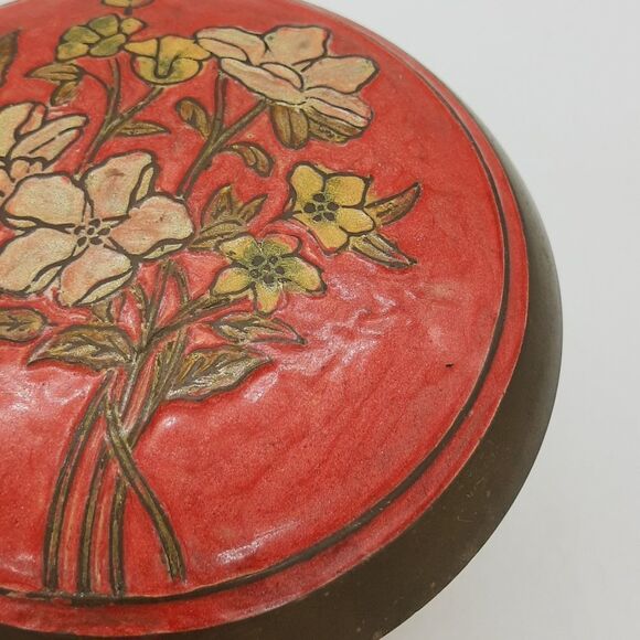 BRASS with handpainted dish cloisonne' lid - Picture 2 of 5